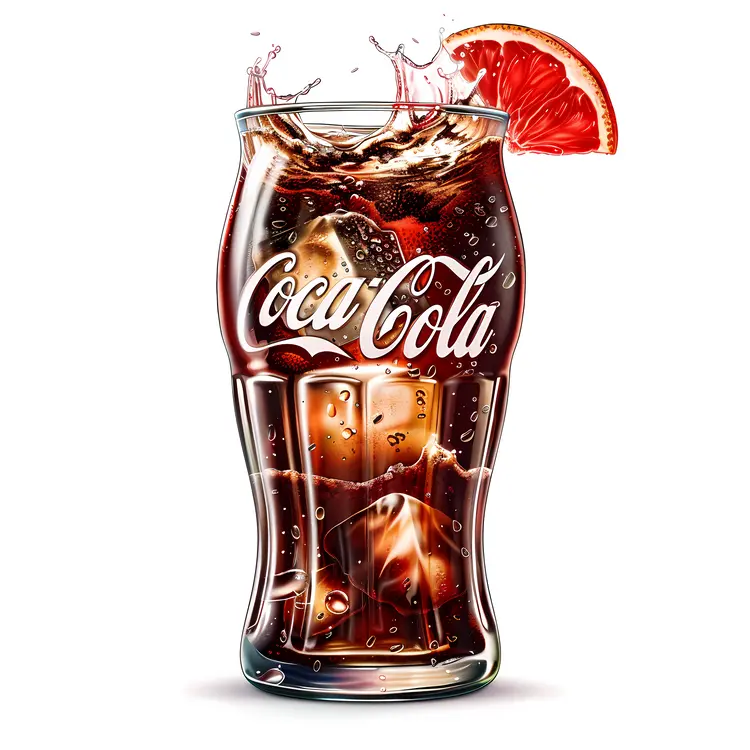 Refreshing Coca-Cola Glass with Ice and Lemon Slice