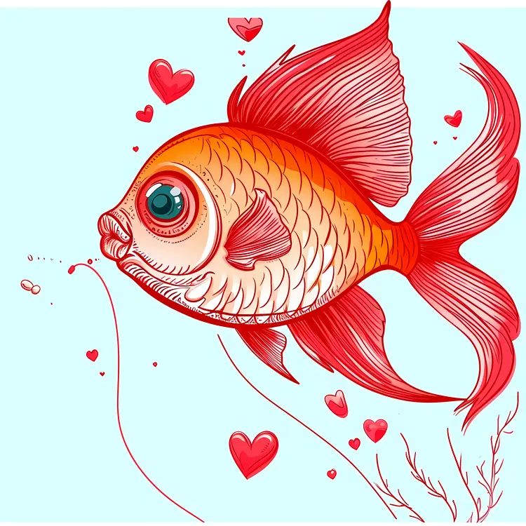 Red Fish with Hearts