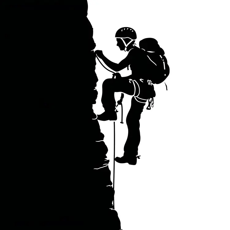 Silhouette of a Male Rock Climber
