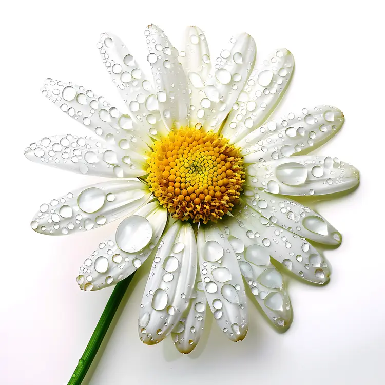 White Daisy with Water Drops