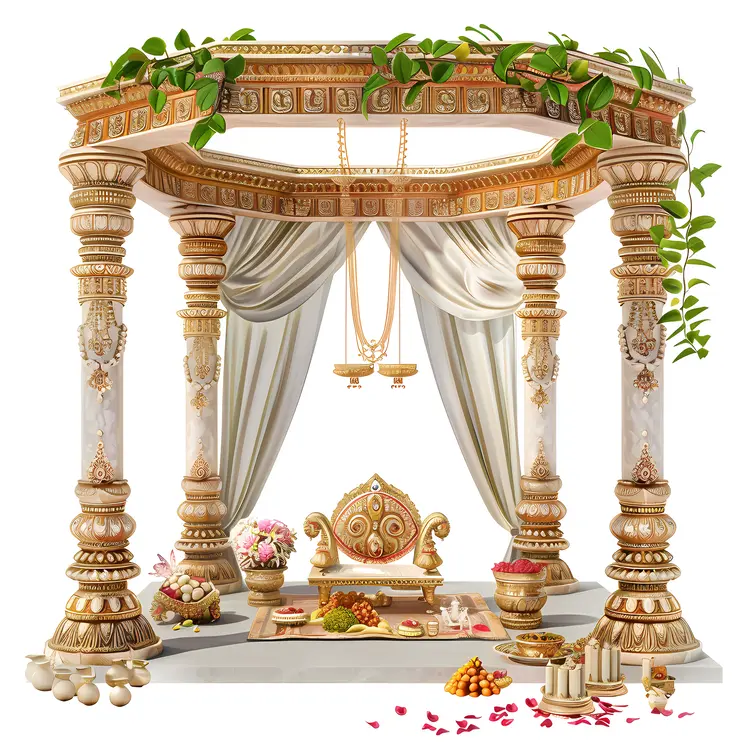 Luxurious Wedding Mandap with Decorations