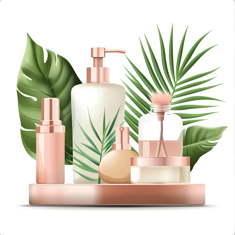 Beauty Products with Green Leaves