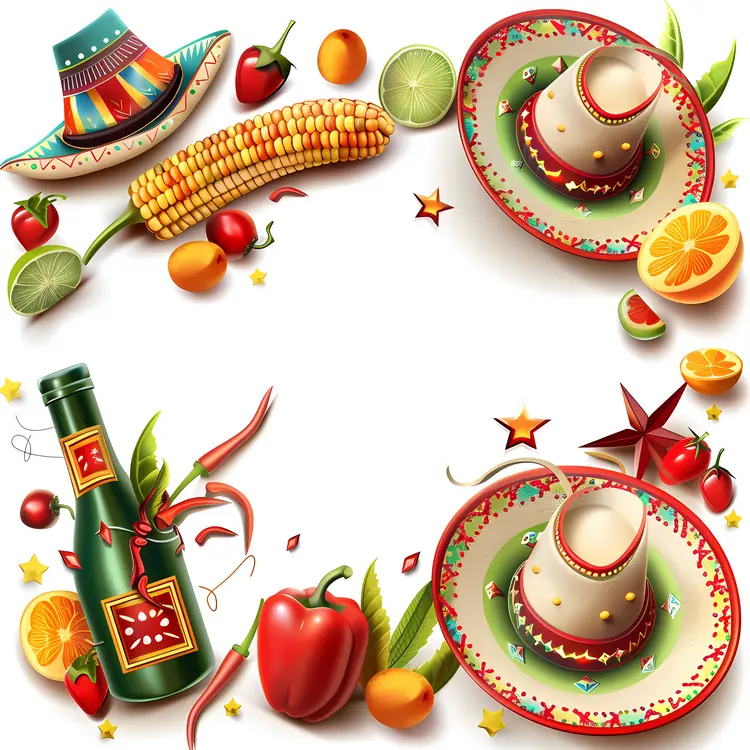 Mexican Sombrero and Food Items