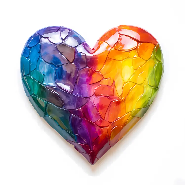 Colorful Mosaic Rainbow Heart