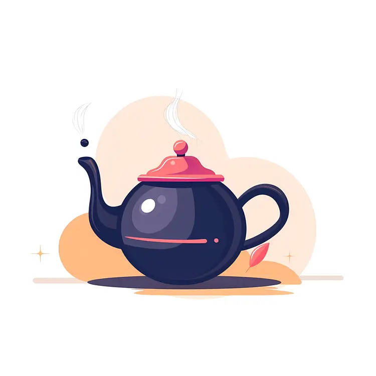Black Teapot with Red Lid and Handle