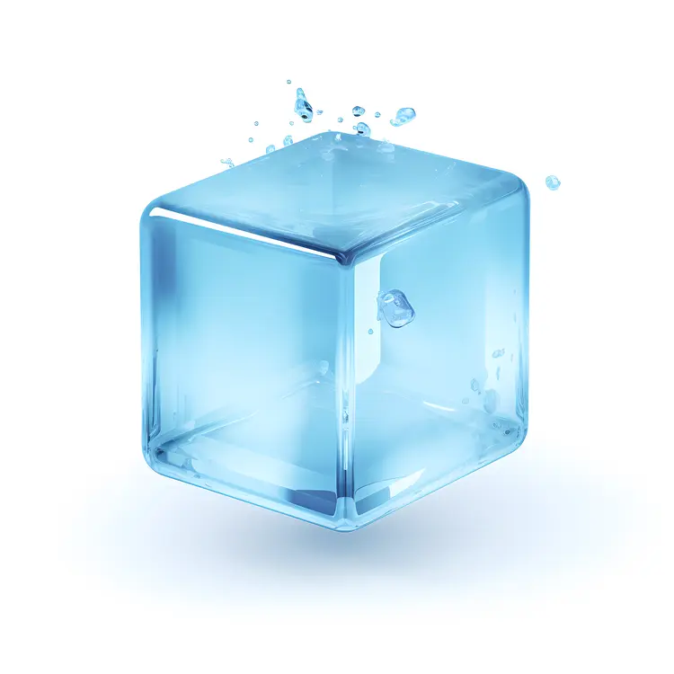 Single Ice Cube with Water Droplets