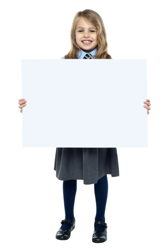 Smiling Girl Holding a Blank Sign