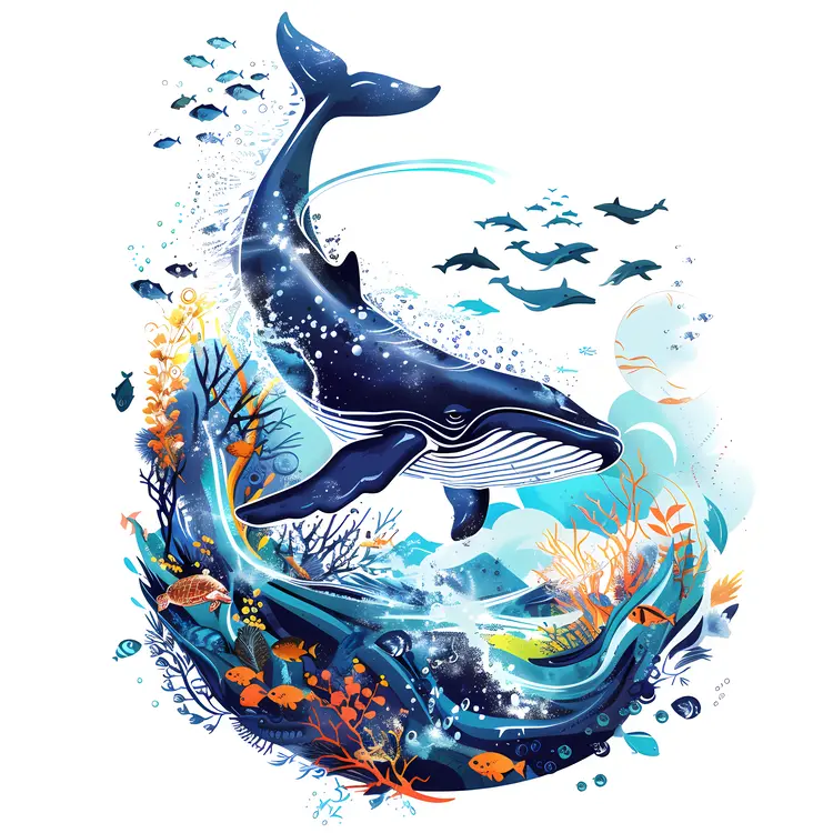 Blue Whale in Vibrant Ocean