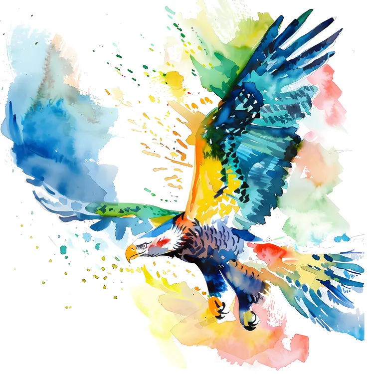 Vibrant Colorful Eagle in Flight