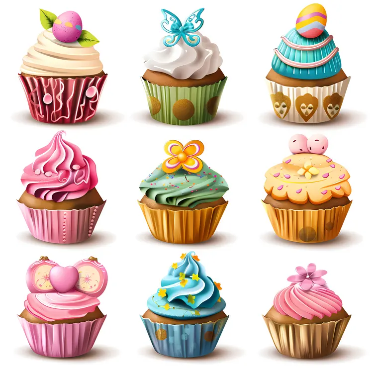 Decorative Cupcakes with Easter Toppings