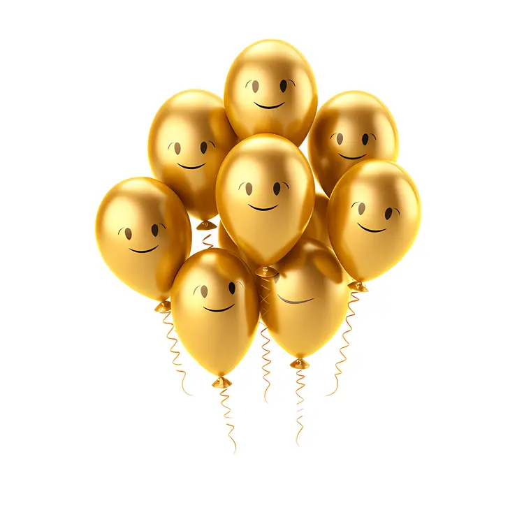 Gold Balloons with Smiley Faces