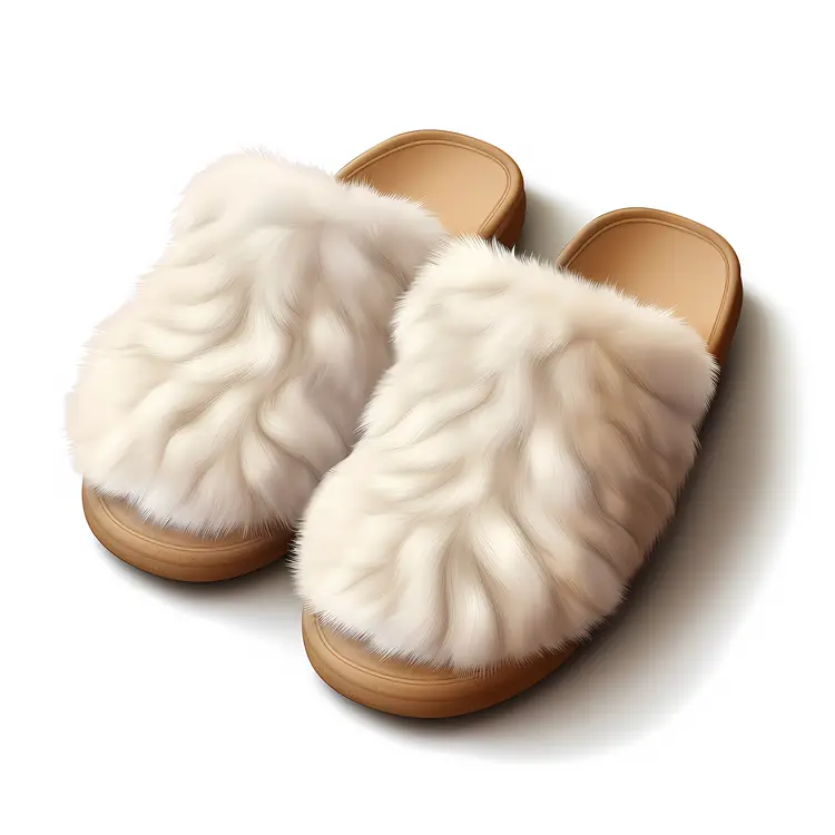 Furry White Slippers for Cozy Comfort