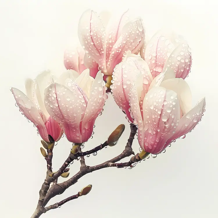 Magnolia Blossoms with Dew Drops