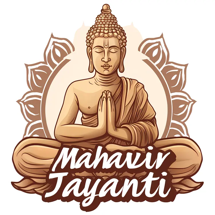 Brown Buddha Statue in Prayer for Mahavir Jayanti