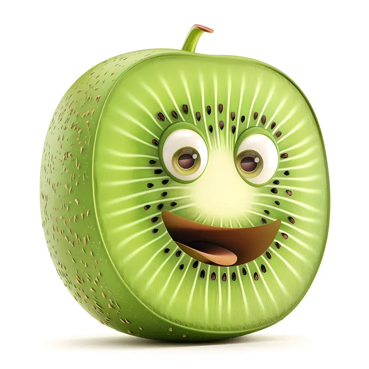 Smiling Green Kiwi Cartoon