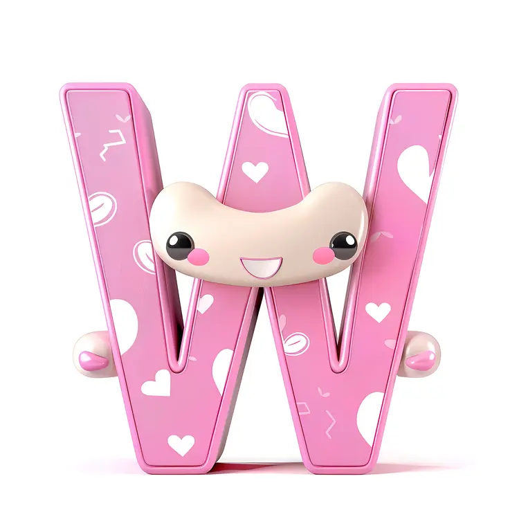 Smiling Character with Letter W