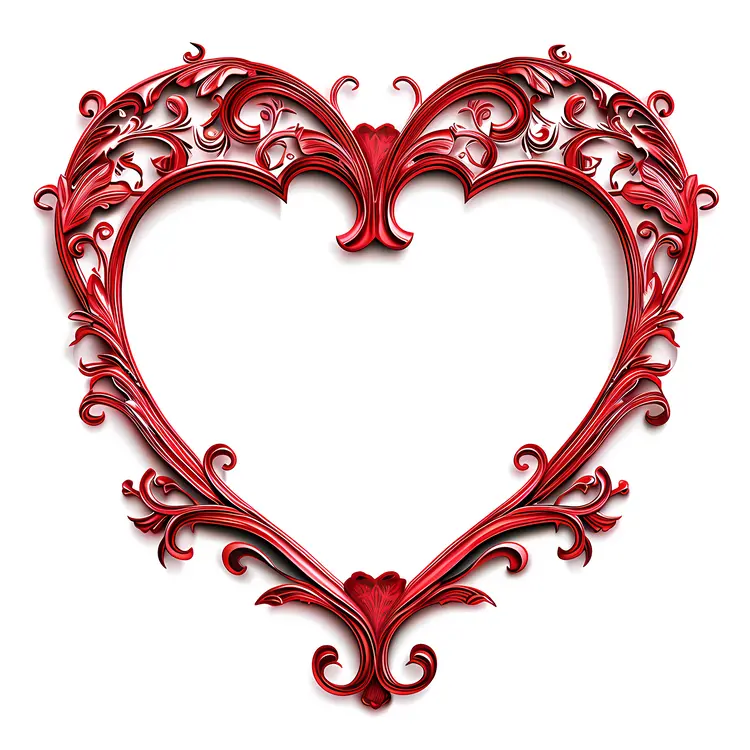 Heart-shaped Red Frame with Ornate Design
