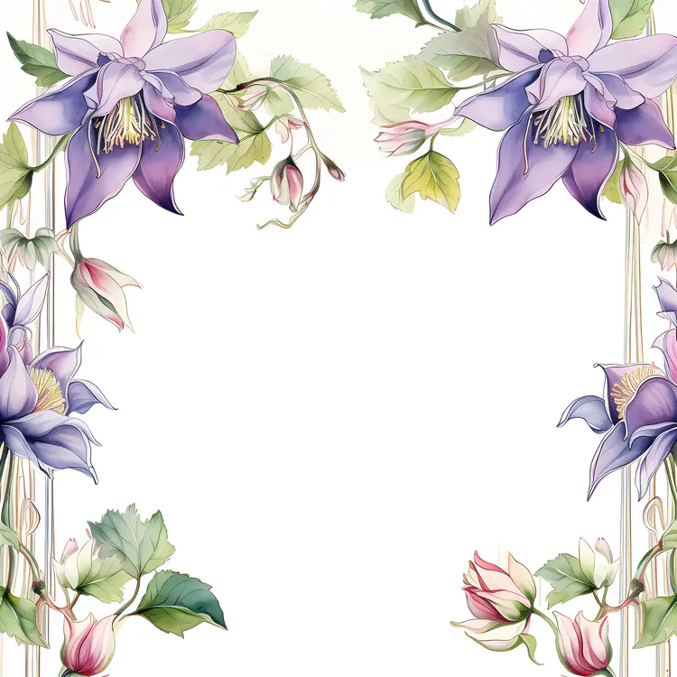 Elegant Floral Frame with Purple and Pink Flowers