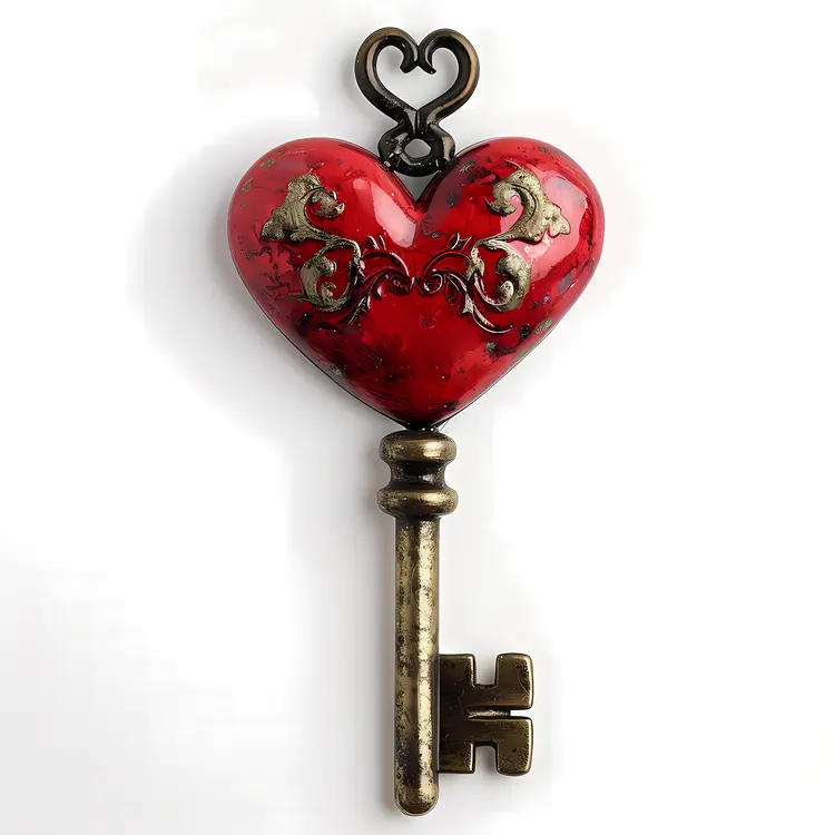 Vintage Heart Key with Ornate Design
