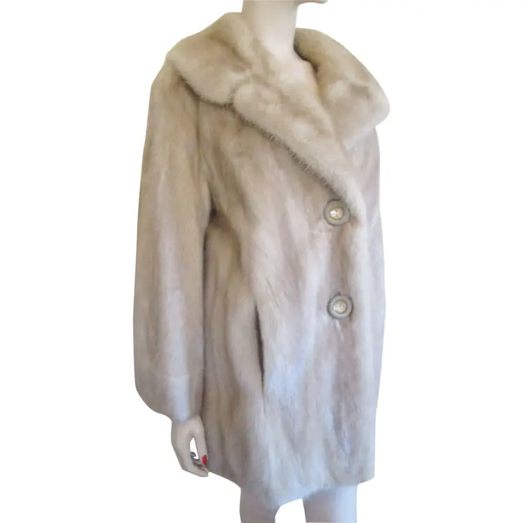 White Fur Coat with Buttons