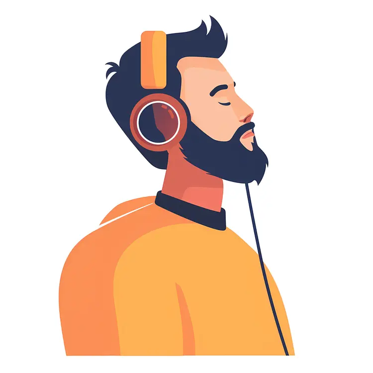 Man Listening to Music with Headphones