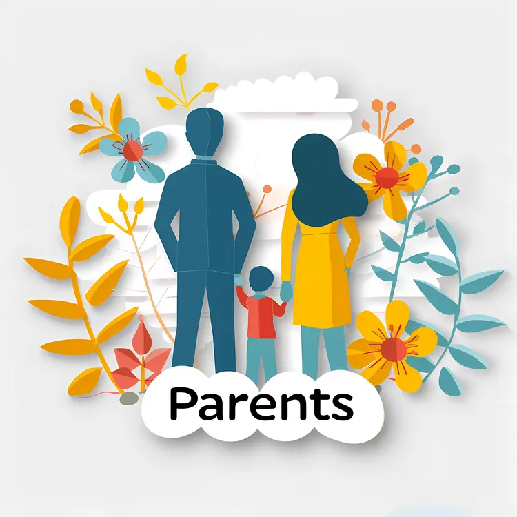 Parents with Child and Flowers