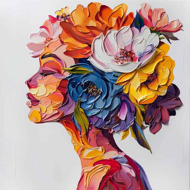 Colorful Floral Woman Silhouette