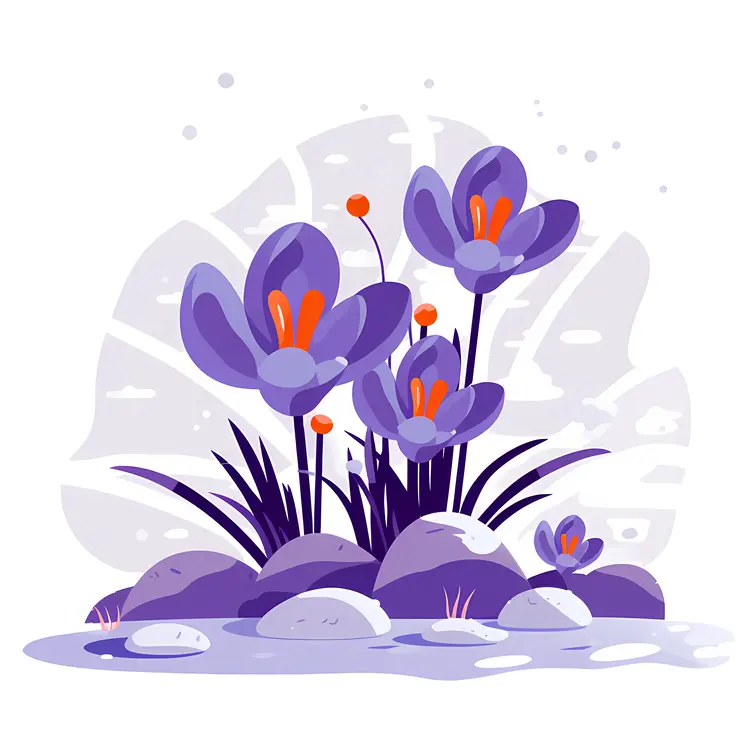 Purple Crocus in Snow
