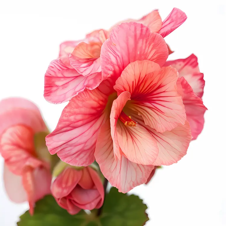 Single Pink Flower with Green Leaves for Decoration