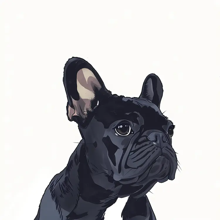 Black French Bulldog Illustration
