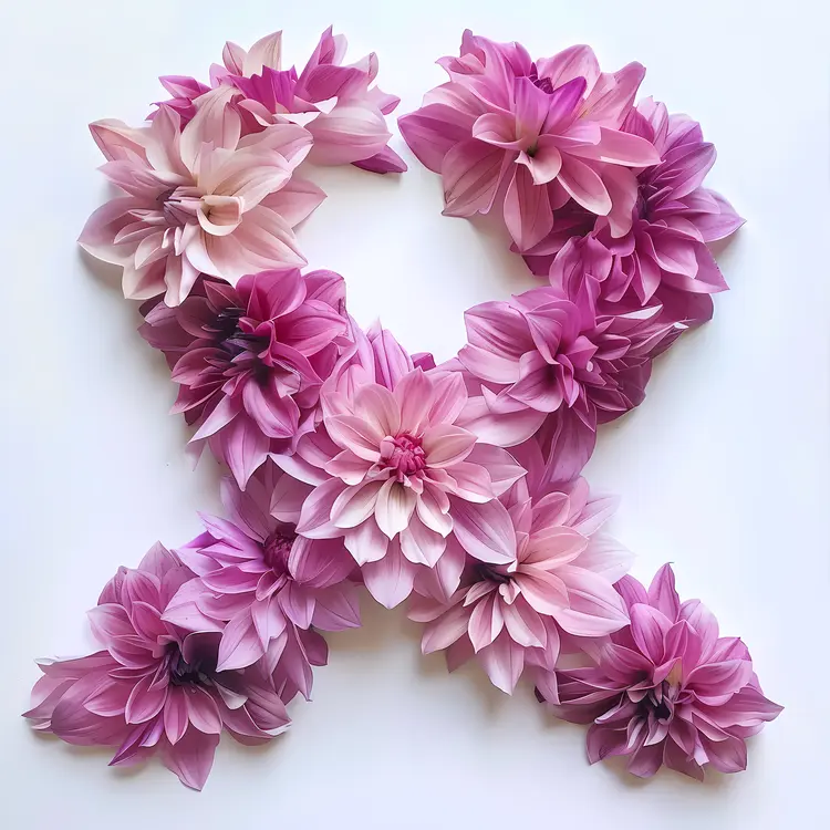 Pink Ribbon Made of Flowers