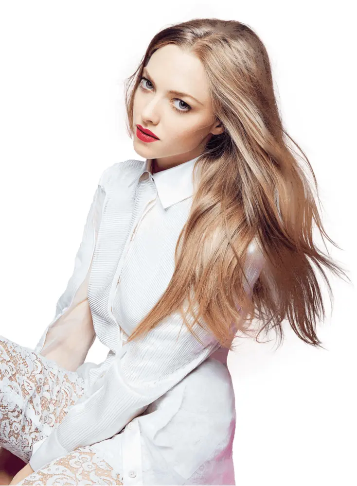 Elegant Woman with Long Hair in White Dress