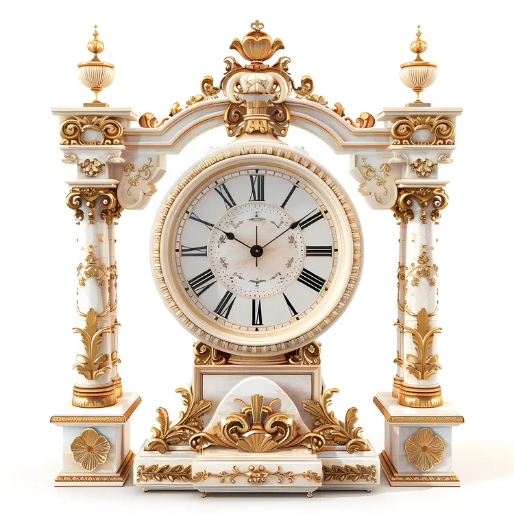 White and Gold Ornate Clock