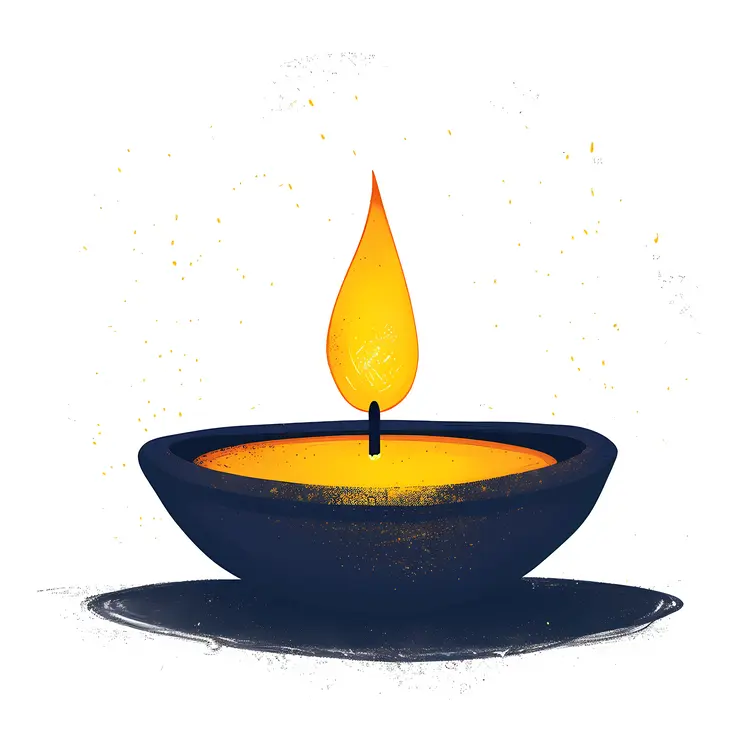 Simple Diya with Bright Flame