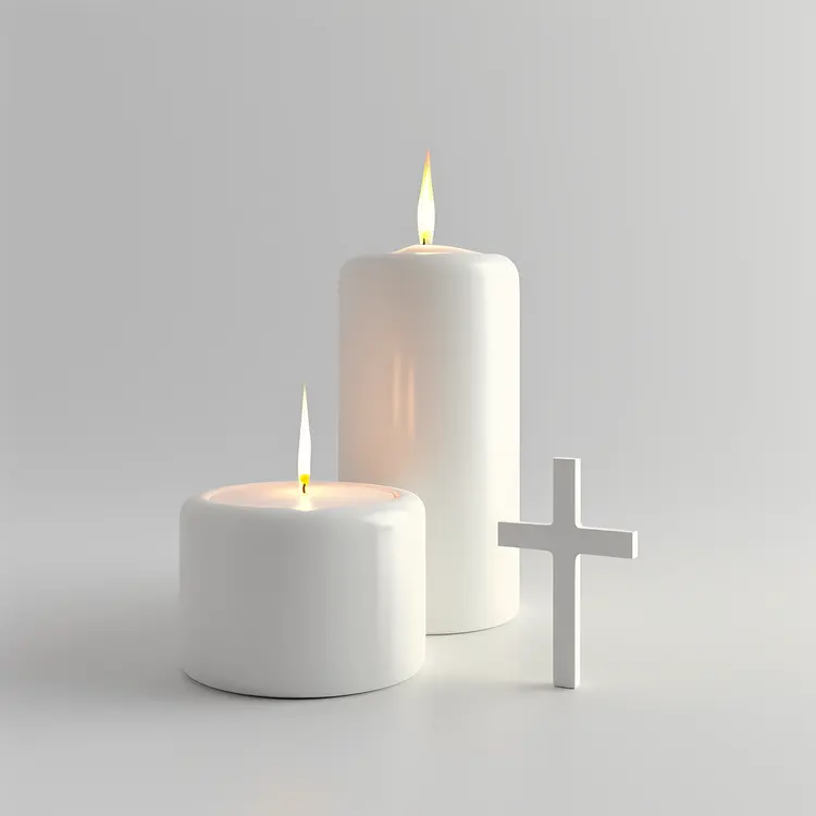 White Candles with Cross