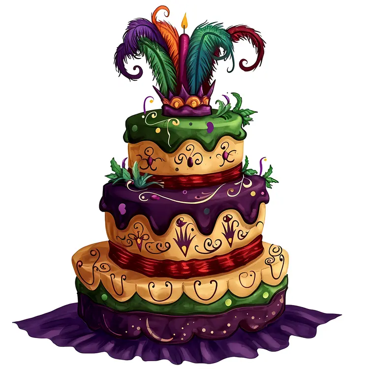 Decorative Cake with Feather Topper