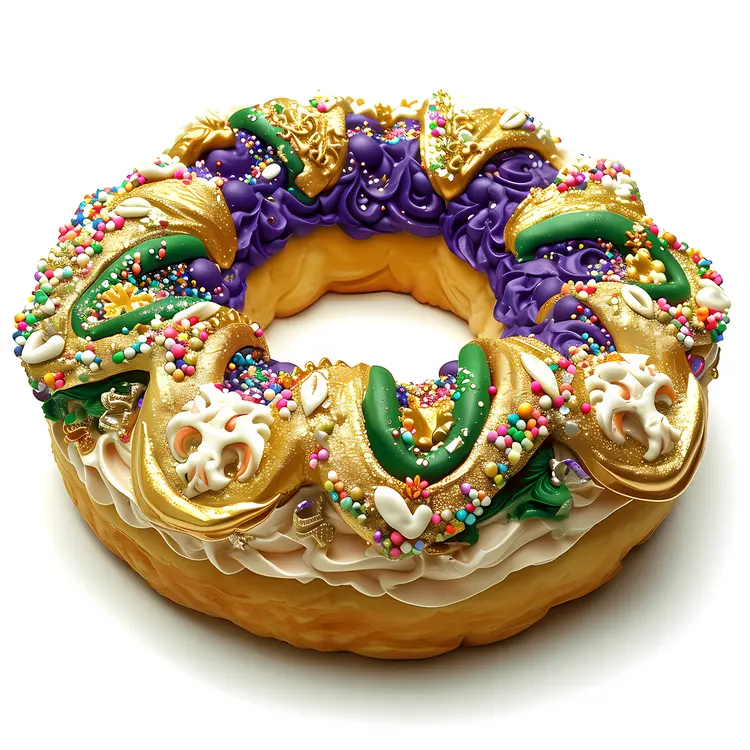 Decorated King Cake with Sprinkles