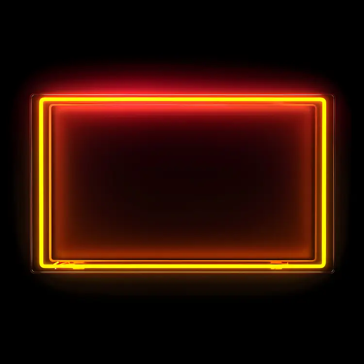 Neon Rectangle Frame with Yellow and Red Glow
