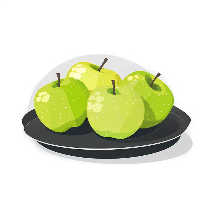 Fresh green apples on a plate