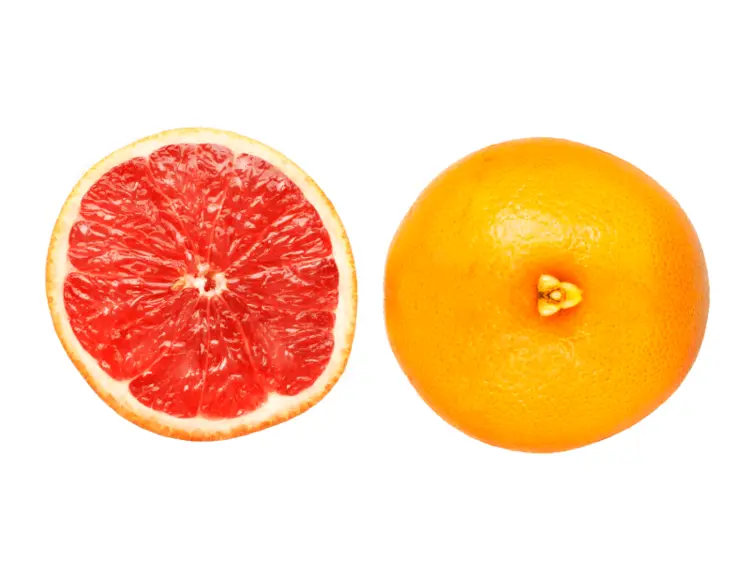 Whole and Sliced Grapefruit