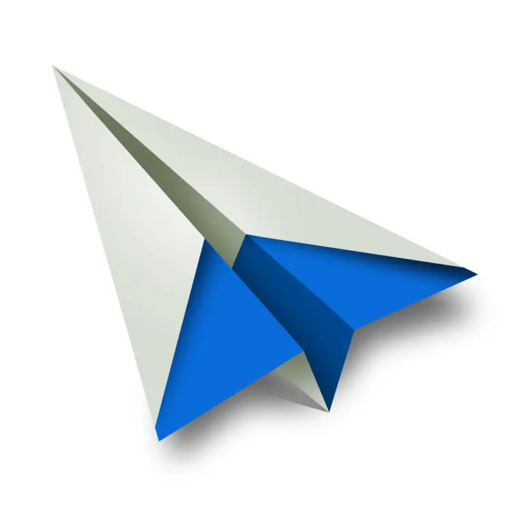 Blue and White Paper Airplane