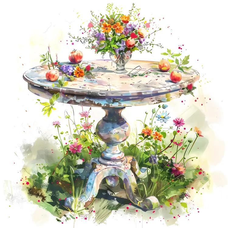 Vintage Table with Floral Arrangement