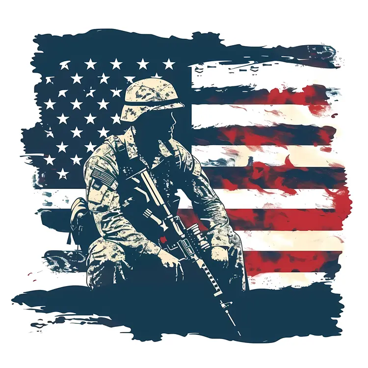 Soldier with American Flag