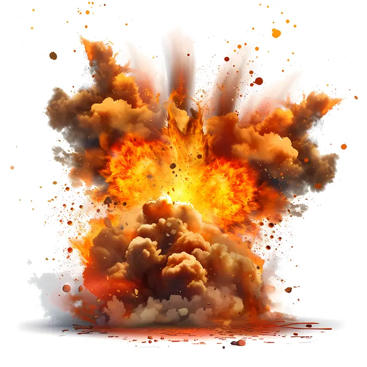Massive Explosion with Fiery Blast