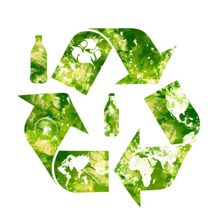 Green Recycle Symbol with Bottles