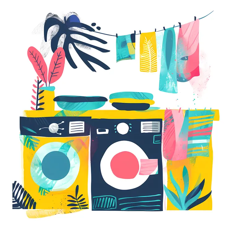 Colorful Laundry Room Illustration