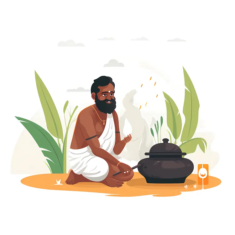 Man Performing Ritual in Traditional Attire