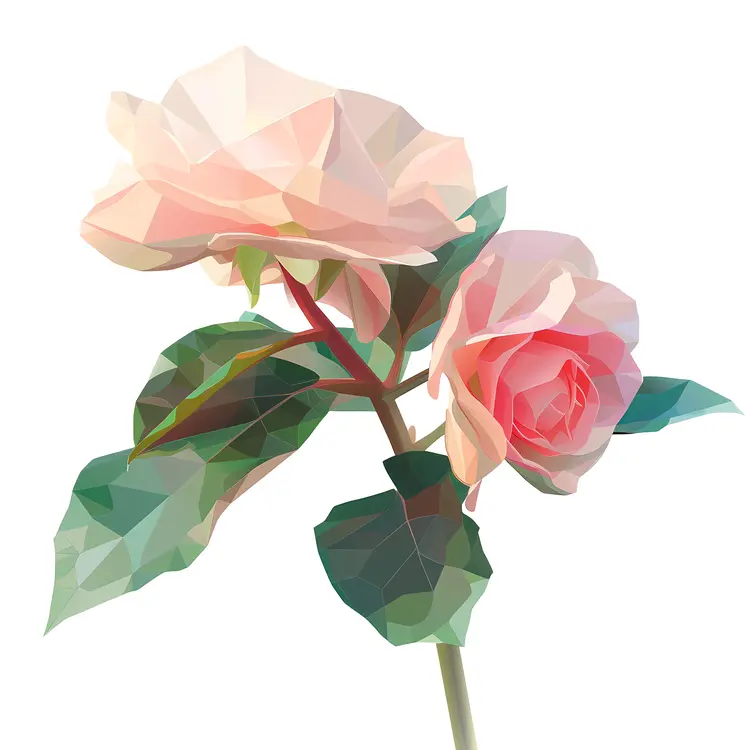 Beautiful Pink Roses with Leaves