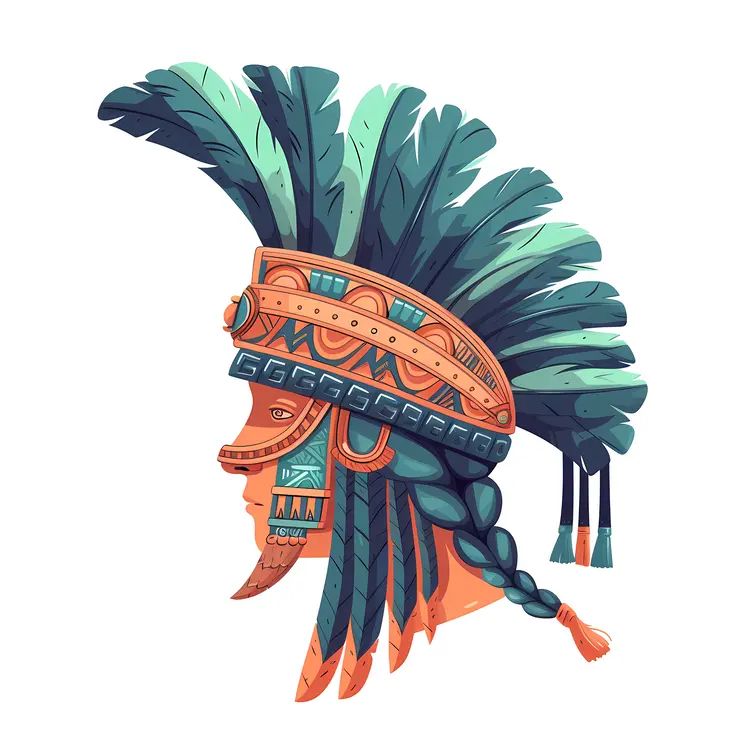 Aztec Warrior Helmet with Braided Hair