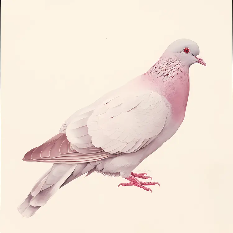 Pink and White Pigeon Illustration